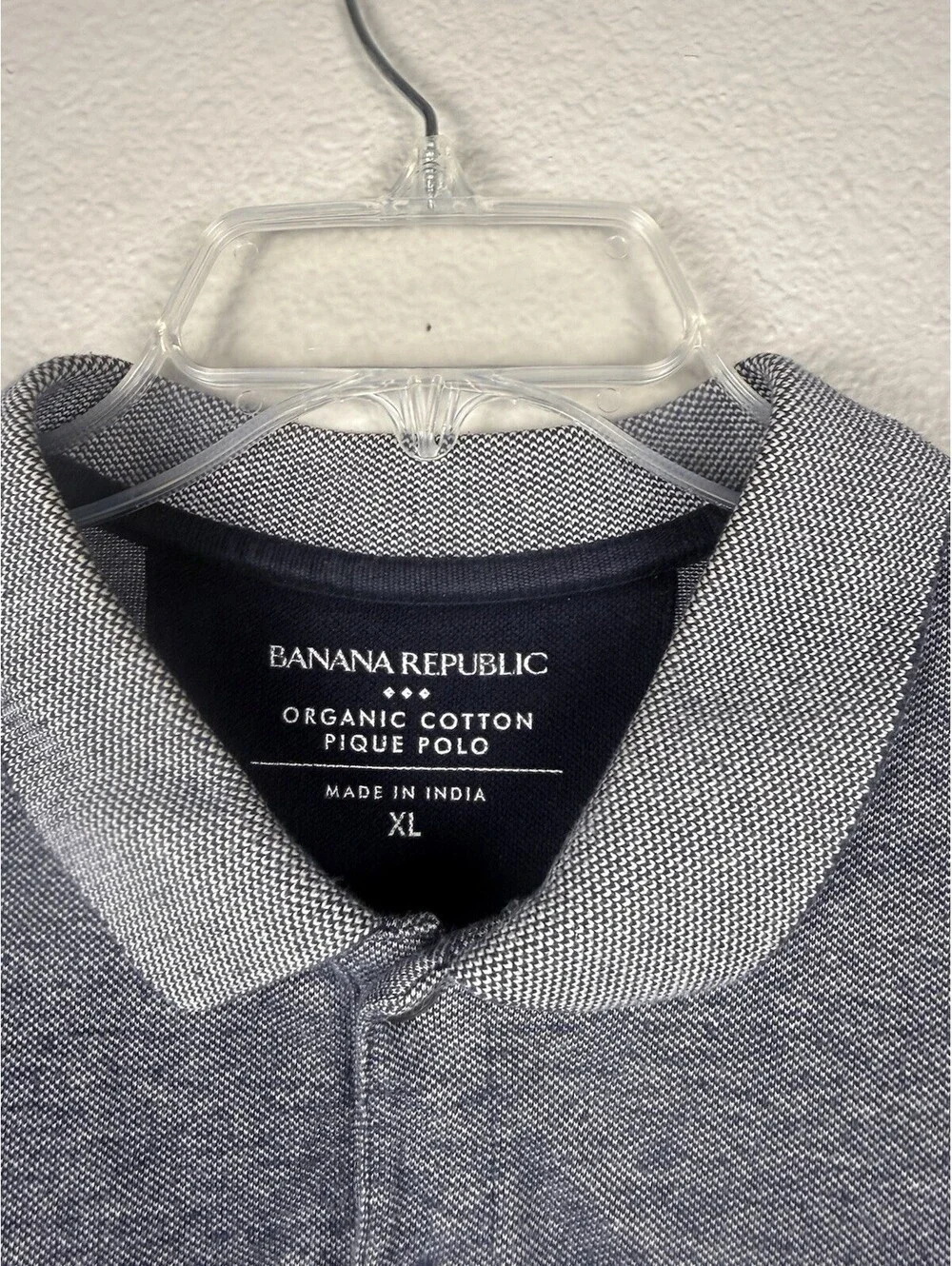 Banana Republic Mens XL Organic Cotton Pique Polo Shirt Navy Orange Striped
